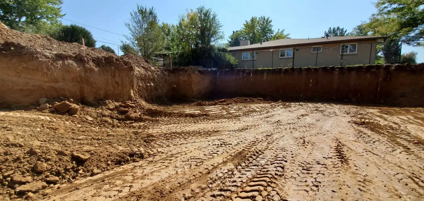 Select fill being placed in lifts on a building pad